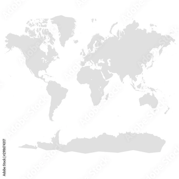 Fototapeta World Map with Antarctica Silhouette isolated on background. Flat Earth template for infographic, annual reports, presentation, cover. travel worldwide info vector illustration. Trendy detailed design