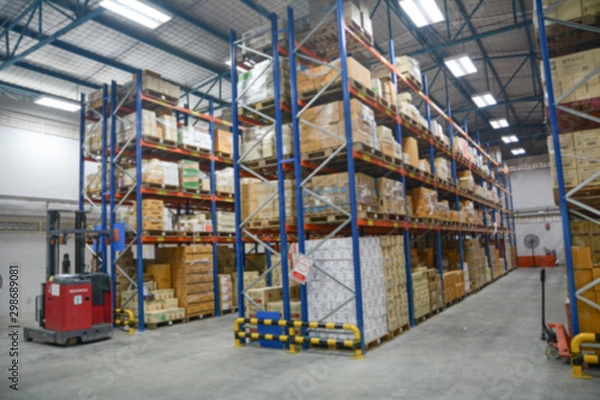 Obraz Blured Warehouse for logistic concepts, Blured distribution centre