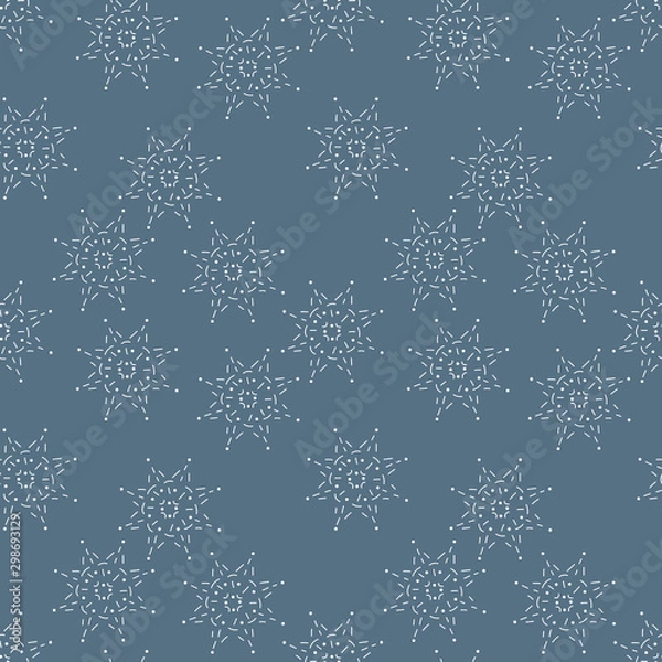Fototapeta Hand drawn Snowflakes on blue background . Seamless pattern. Vector illustrations