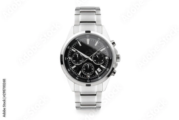 Fototapeta Luxury watch isolated on white background. With clipping path for artwork or design. Black.