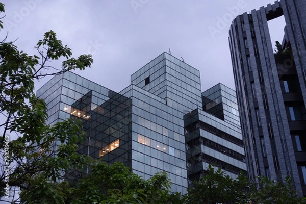 Fototapeta large rectangular glass building taipei city