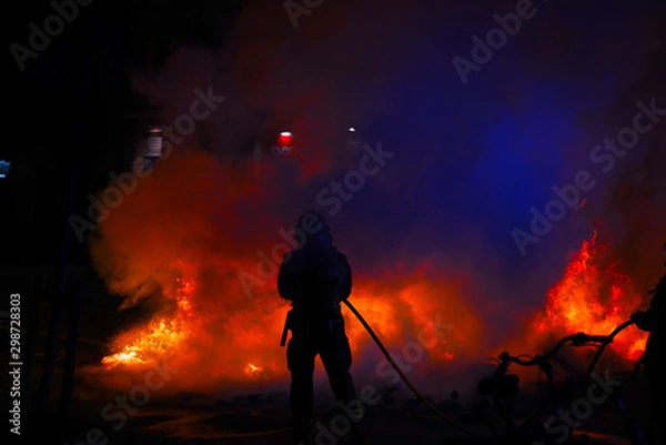 Fototapeta firemen in action 