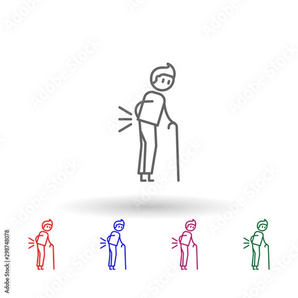 Obraz Pain, physiotherapy, spinal multi color icon. Simple thin line, outline vector of physiotherapy icons for ui and ux, website or mobile application