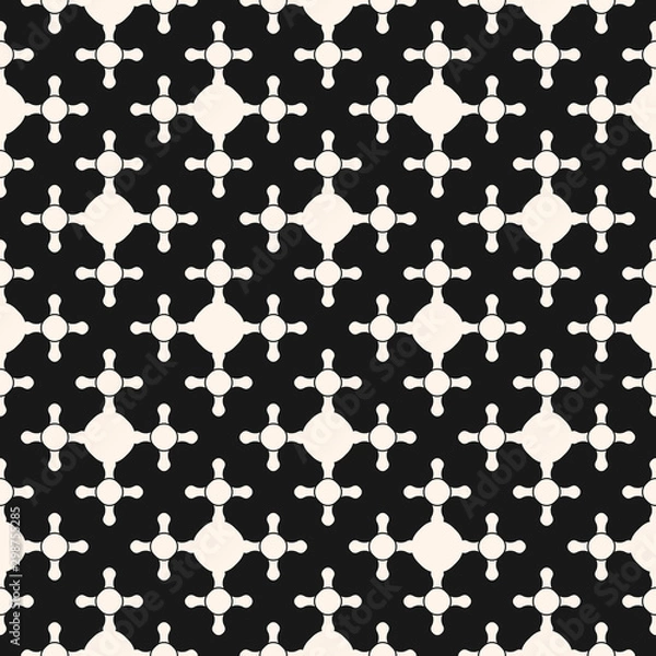 Fototapeta Geometric vector seamless pattern with rounded shapes, smooth crosses