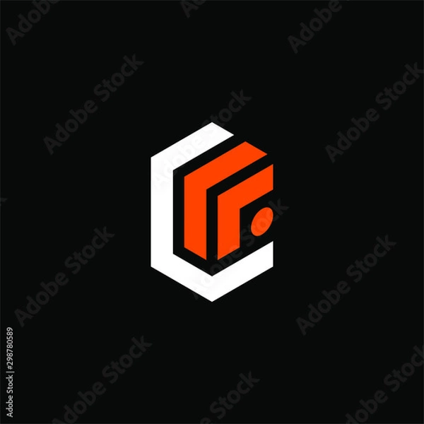 Fototapeta Initial letter L or C F logo template with modern geometric 3d cube design illustration