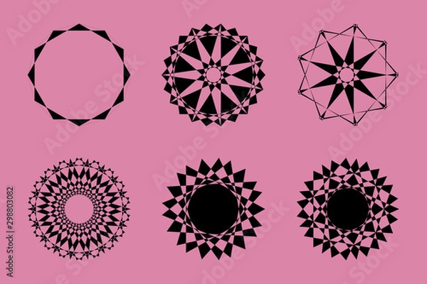 Fototapeta Different abstract geometric design element set. Vector illustration.