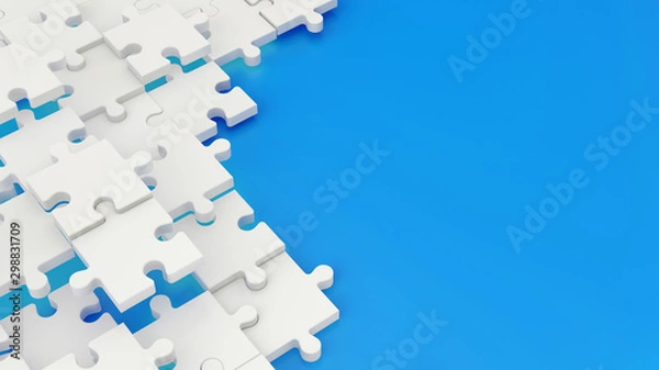 Obraz Incomplete puzzles on blue background. Business concept. 3d rendering