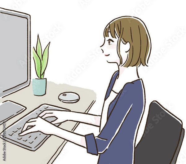 Obraz パソコン操作をする女性