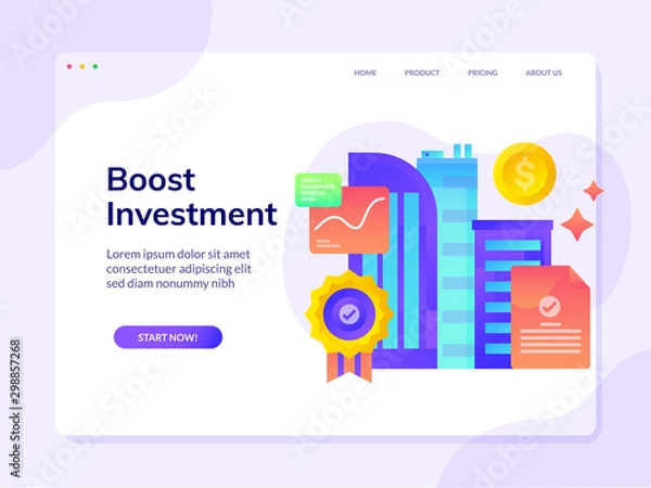 Fototapeta Property Investment Website Landing Page Design Illustration Template