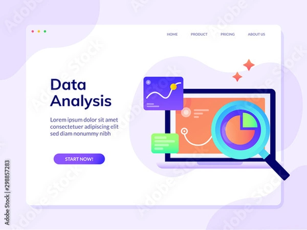 Fototapeta Data Analisys Website Landing Page Design Illustration Template