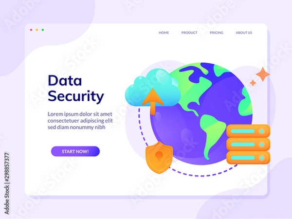 Fototapeta Data Security Website Landing Page Design Illustration Template