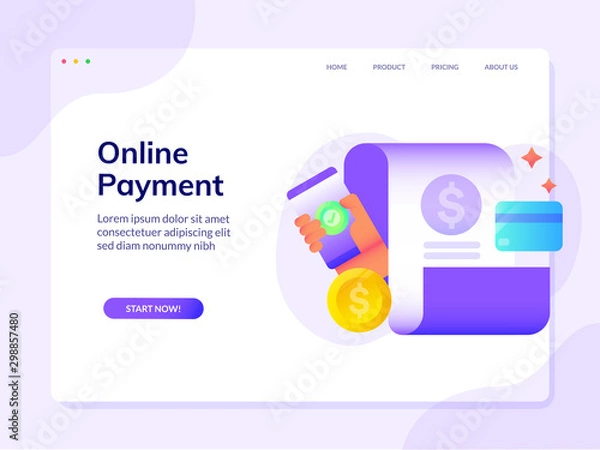 Fototapeta Online Payment Gradient Website Landing Page Design Illustration Template