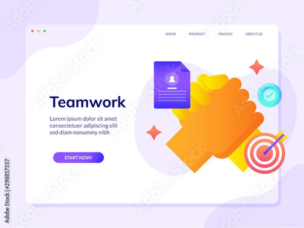 Obraz Teamwork Website Lading Page Vector Design Template