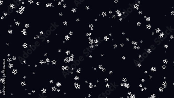 Obraz Snowflakes swirl in the sky.  New year, Christmas background. Flat style