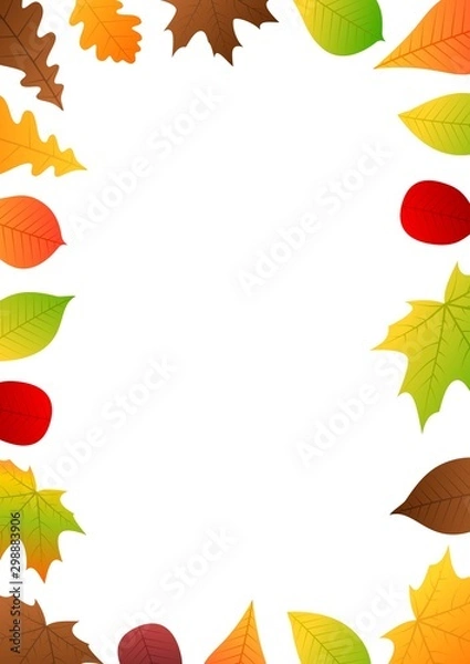 Obraz Autumn leaves frame background for flyers and documents