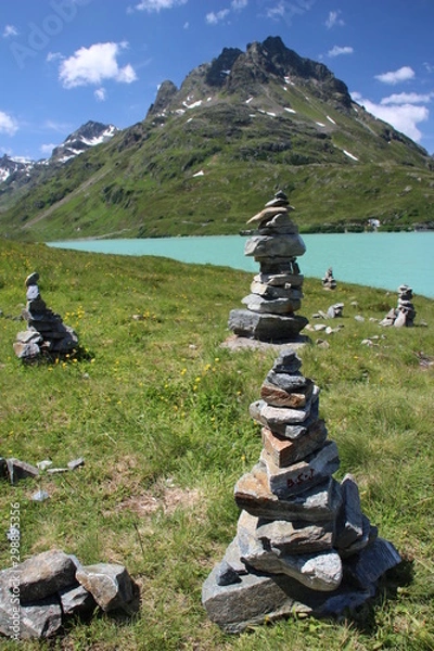 Obraz Steinkunst am Silvretta Stausee