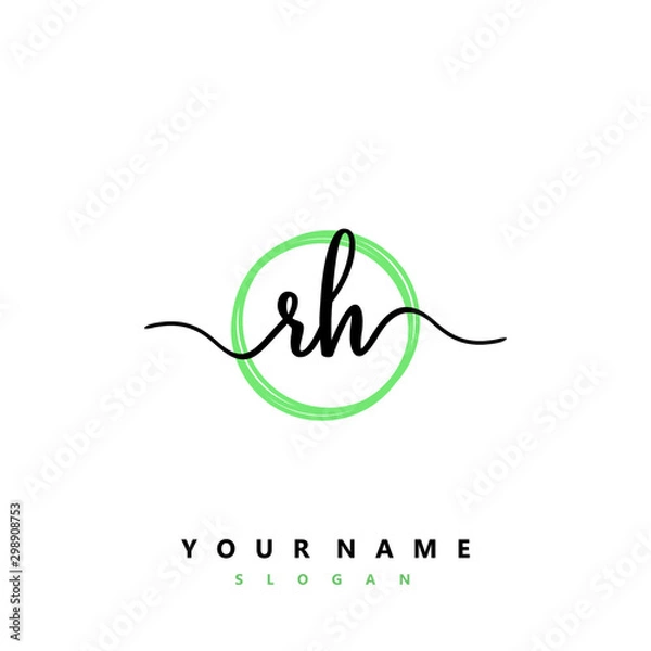 Obraz RH Initial handwriting logo vector