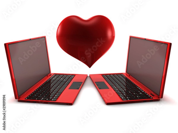 Obraz Internet Love concept. 3D render isolated on white.