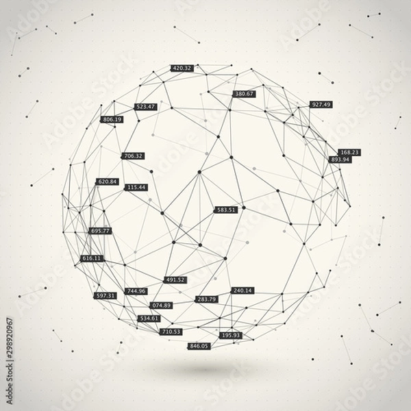 Fototapeta Data clusterization. Abstract background of connected sphere. Network of communication nodes. Technology abstract background.