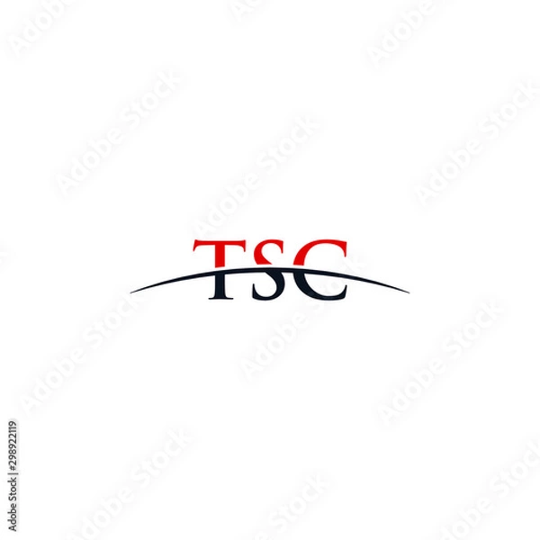 Fototapeta Initial letter TSC, overlapping movement swoosh horizon logo company design inspiration in red and dark blue color vector