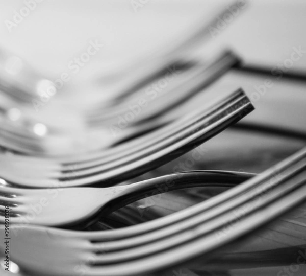 Obraz fork and spoon on plate