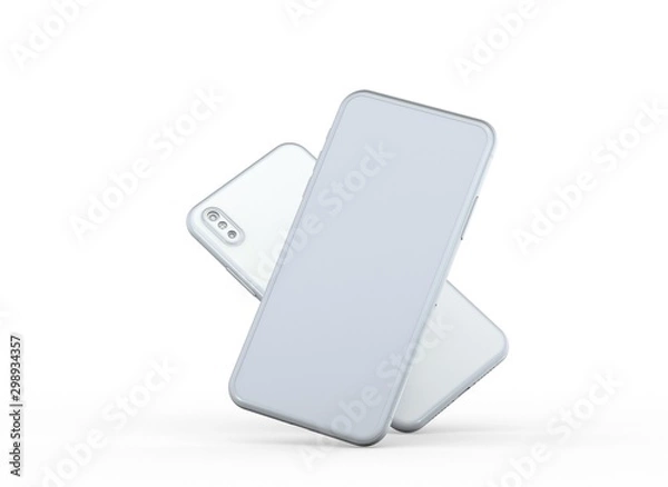 Fototapeta New smartphone with blank screen isolated Flat 3d