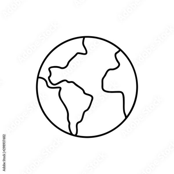 Fototapeta Simple planet icon. Earth sign. World symbol. Thin line icon on white background. Vector illustration.