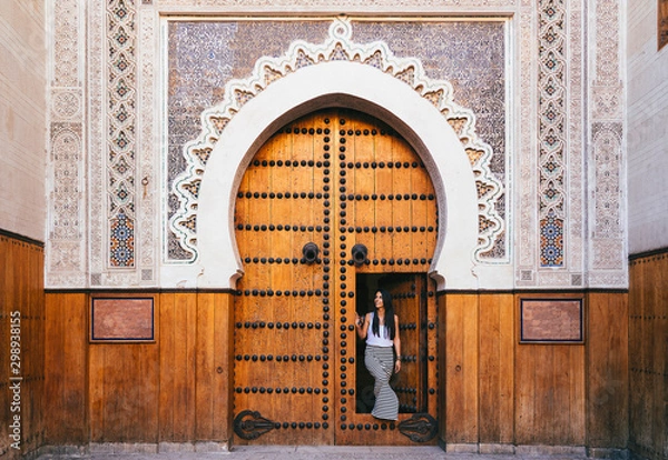 Obraz Arabic mosque door in Fez, Morocco