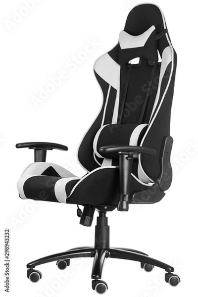 Fototapeta Modern comfortable gaming chair isolated on white background