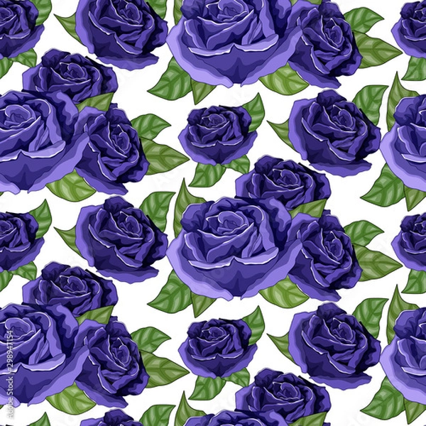 Fototapeta Shabby chic vintage rose blue, vintage seamless pattern, classic calico floral repeat background for web and print.