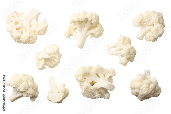 Obraz Cauliflower isolated on a white background. top view