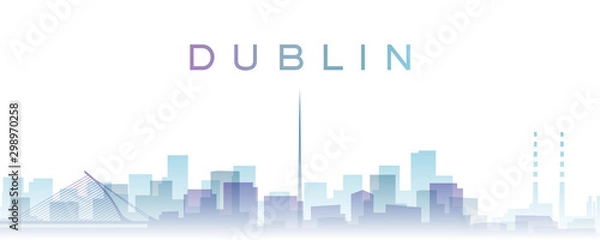 Fototapeta Dublin Transparent Layers Gradient Landmarks Skyline