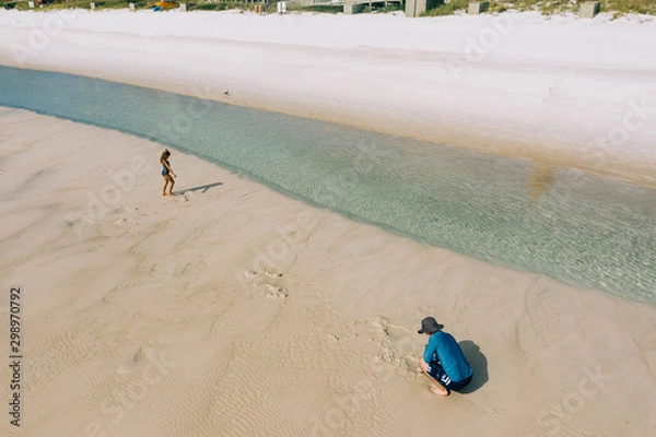 Obraz Father and Child Playing at Beach