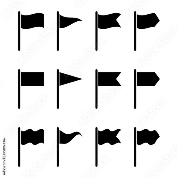 Obraz Vector black flag icons set
