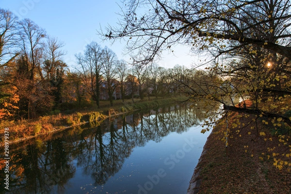 Obraz autumn landscape with river and trees