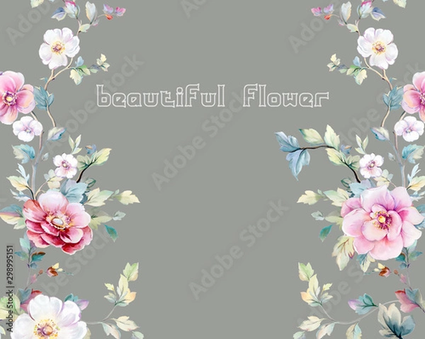 Obraz  Colorful flowers, the leaves and flowers art design