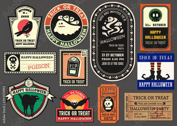 Fototapeta Happy halloween vector Badge retro style collection