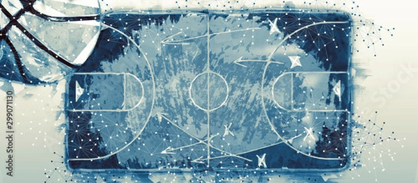 Fototapeta Basketball banner background. Abstract basketball background with copy space.