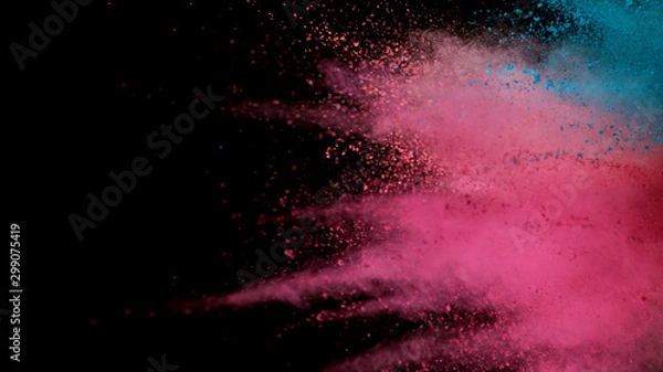 Obraz Explosion of colored powder isolated on black background
