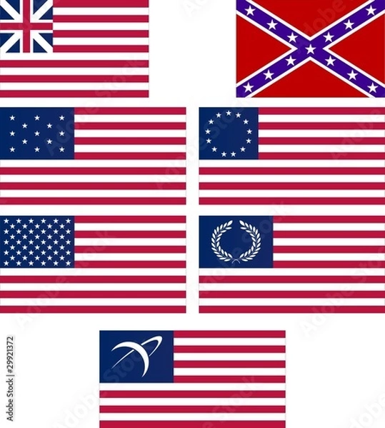 Obraz set of american flags. vector illustration