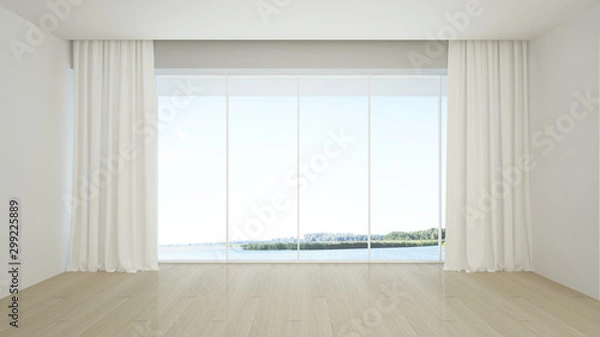 Fototapeta The interior minimal Empty space 3d rendering and nature view background	