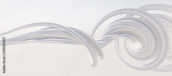 Fototapeta Colorful abstract panoramic background: geometric white matte curve.  ( Car backplate, 3D rendering computer digitally generated illustration.)