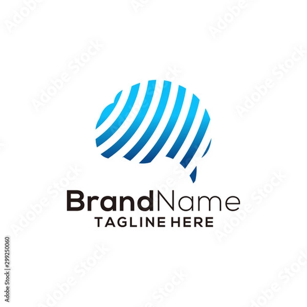 Fototapeta Brain technology logo vector template designs art