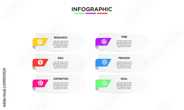 Obraz vector step Infographic stack chart design with icons and 6 options or steps. for business concept. Can be used for presentations banner, workflow layout, process diagram, flow chart