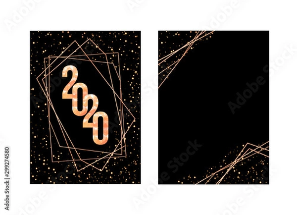 Fototapeta Elegant holiday new year invitations with 2020 numbers.