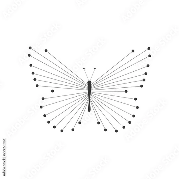Obraz modern butterfly logo design out of lines and dots. geometric butterfly logo with line and dot connected. Stock Vector illustration isolated on white background.