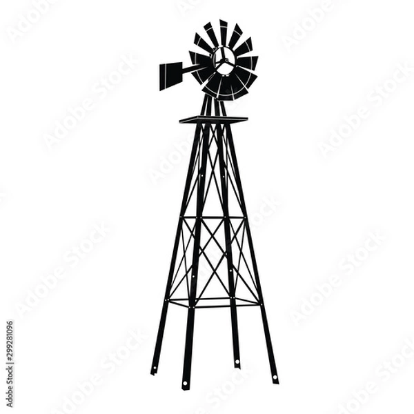 Obraz Windmill silhouette illustration vector