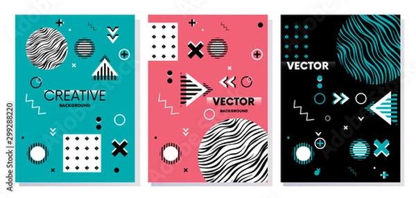 Obraz Modern abstract geometric pattern background design. EPS 10 Vector Use for cover, poster, template, brochure, decorated and flyer. Hand drawn illustration.