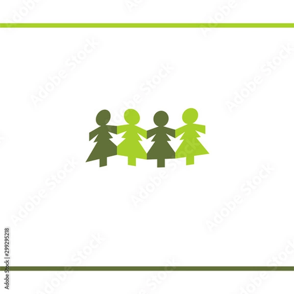 Fototapeta Illustration of Paper Cut Mothers Holding hands in Unity. Mothers Comunity. Mothers like trees. Logo design template.