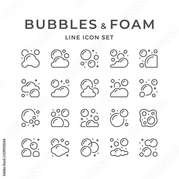 Fototapeta Set line icons of bubbles and foam